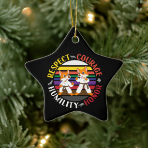 Karate Values Respect Courage Humility Honor Ceramic Tree Decoration