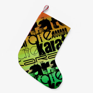Karate; Vibrant Green, Orange, & Yellow Small Christmas Stocking