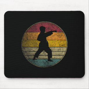 Karate Vintage Distressed Retro Silhouette 70s 80s Mouse Pad