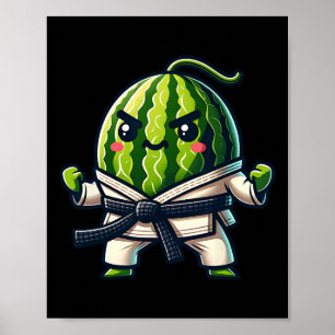 Karate Watermelon Master Cute Fighter Poster