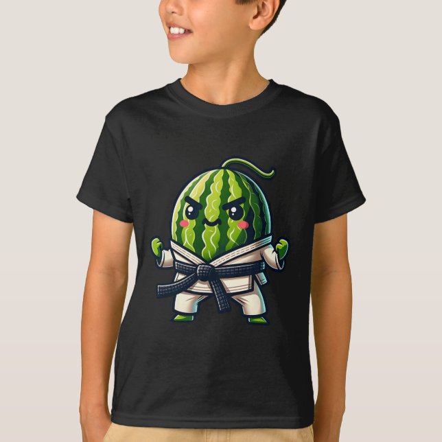 Karate Watermelon Master Cute Fighter  T-Shirt (Front)