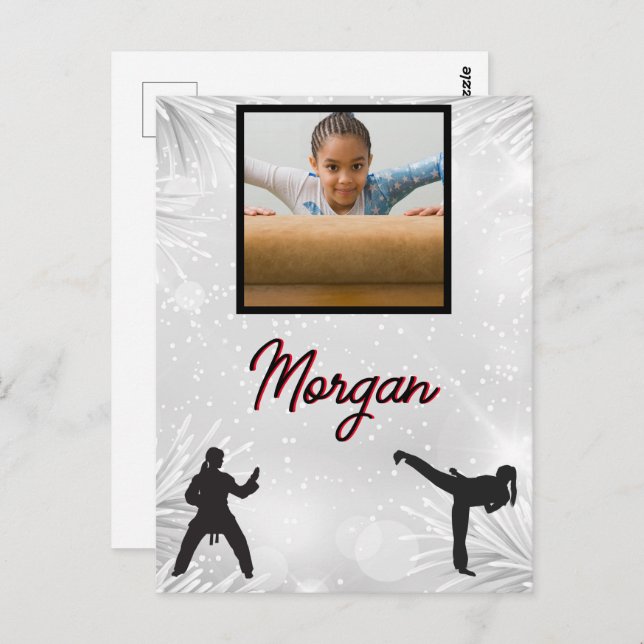 Karate Winter Wonder Personalised Photo & Name   Postcard (Front/Back)