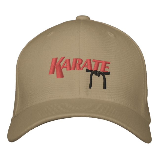 karate with black belt embroidered hat (Front)