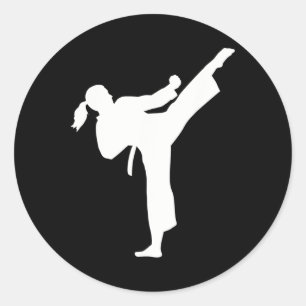 Karate Woman Classic Round Sticker