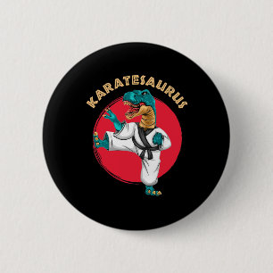 Karatesaurus Funny Karate Dinosaur 6 Cm Round Badge