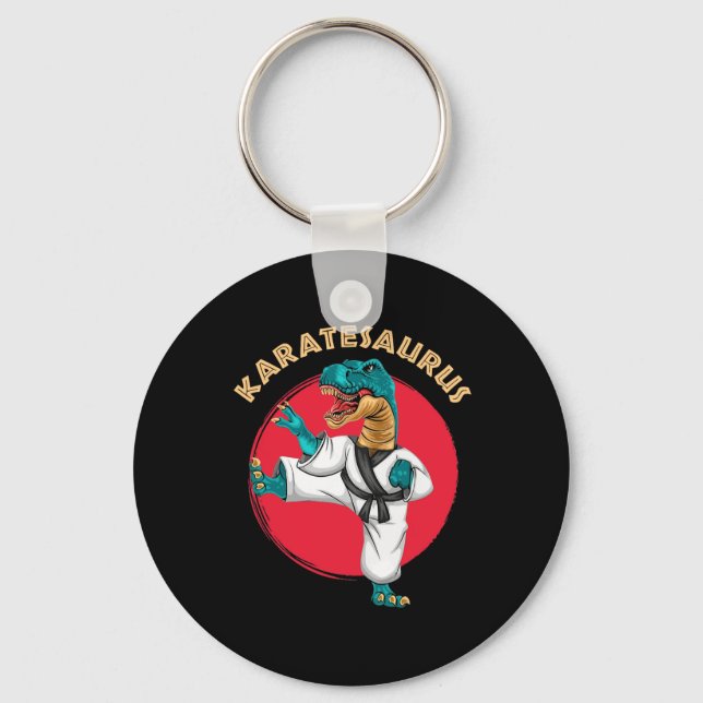 Karatesaurus Funny Karate Dinosaur  Key Ring (Front)