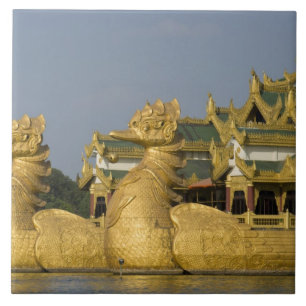 Karaweik Hall is a landmark of Yangon, locating Tile