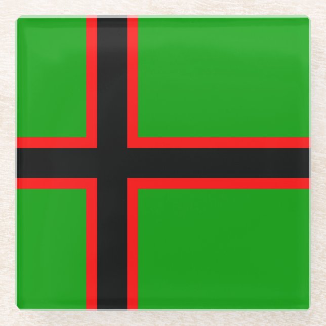 Karelia National Flag Glass Coaster (Front)