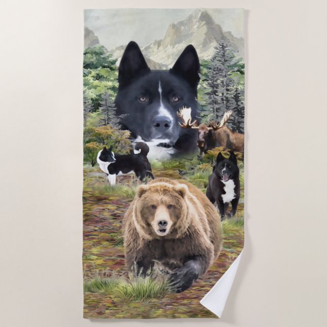 Karelian Bear Dog     Beach Towel (Front)