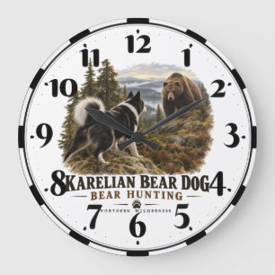 Karelian Bear Dog Large Clock