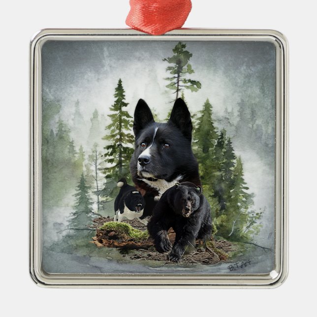 Karelian Bear Dog     Metal Tree Decoration (Front)