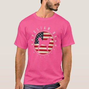 Karelian Bear Usa Flag 4th July Dog Mum Dad T-Shirt
