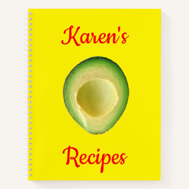 Karen's (Name) Recipes Avocado Yellow Red Notebook (Front)