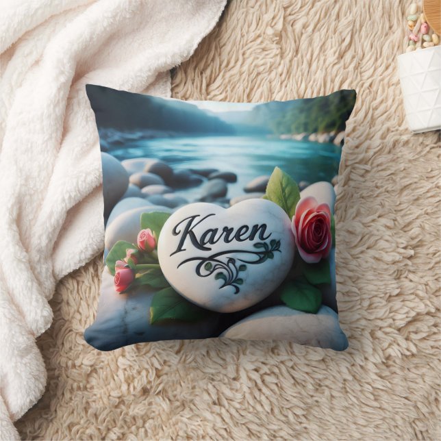 Karen's River Stone Heart Cushion (Blanket)