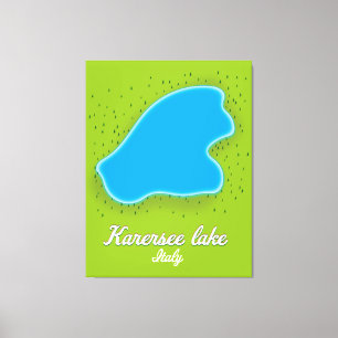 Karersee lake Italy map Canvas Print