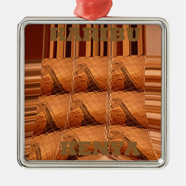 Karibu Giraffe Hakuna Matata Chic Modern  art  Col Metal Tree Decoration (Front)