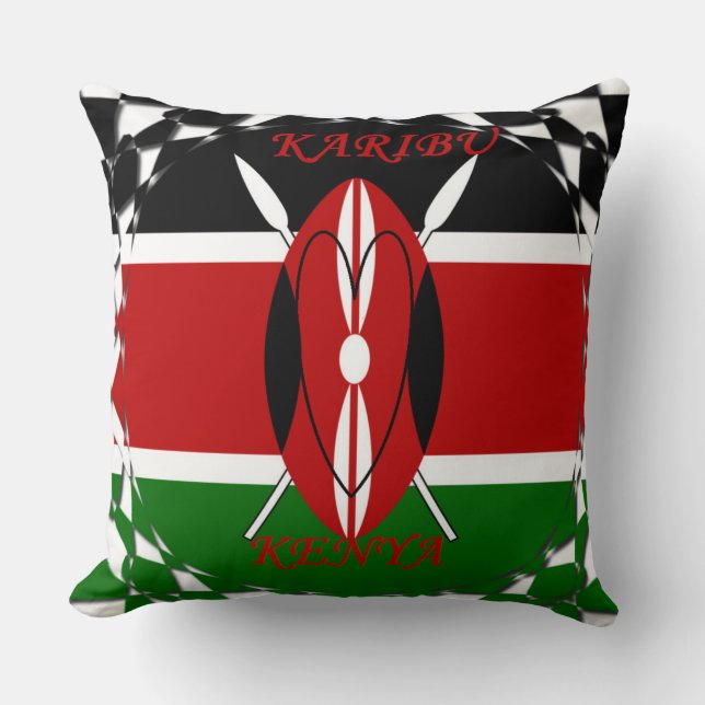 Karibu Kenya Hakuna Matata Flag Colours Cushion (Front)