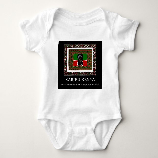 Karibu Kenya: Vibrant National Flag Colours Hakuna Baby Bodysuit (Front)