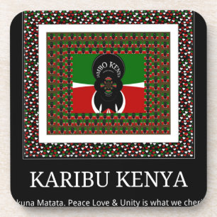 Karibu Kenya: Vibrant National Flag Colours Hakuna Coaster