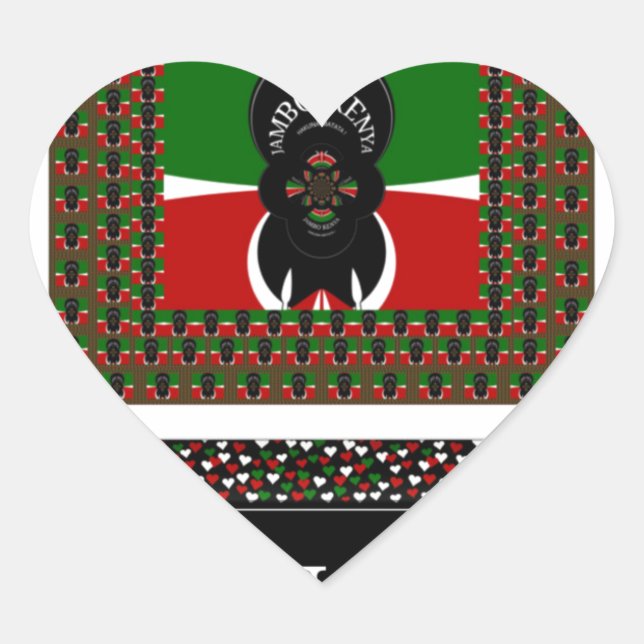 Karibu Kenya: Vibrant National Flag Colours Hakuna Heart Sticker (Front)