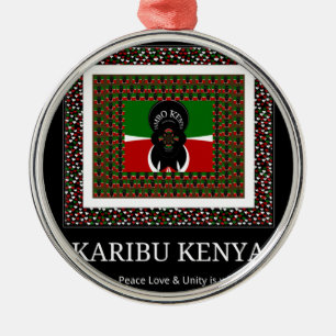 Karibu Kenya: Vibrant National Flag Colours Hakuna Metal Tree Decoration