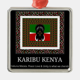 Karibu Kenya: Vibrant National Flag Colours Hakuna Metal Tree Decoration