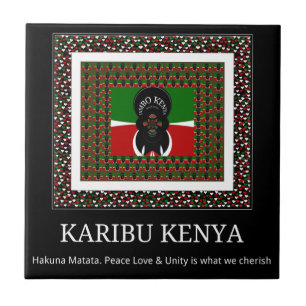 Karibu Kenya: Vibrant National Flag Colours Hakuna Tile