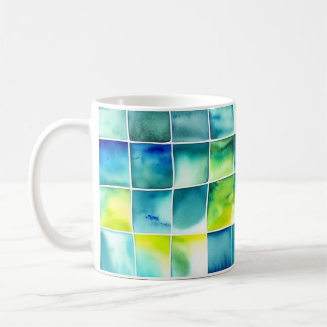Karierte Aquarellzeichnung Coffee Mug (Left)
