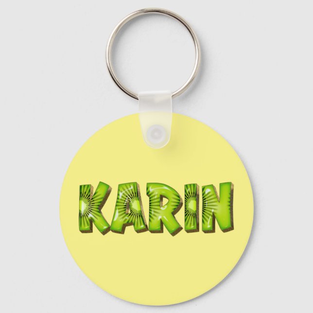 Karin Name Kiwi Design Keyring (Front)
