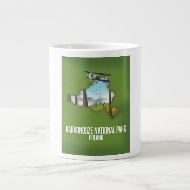 Karkonosze National Park Poland map Large Coffee Mug (Front)