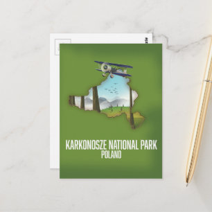 Karkonosze National Park Poland map Postcard