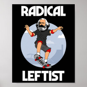 Karl Marx Skateboarding Radical Leftist Funny Marx Poster