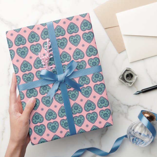 ‘Karlek’ heart pattern gift Wrapping Paper  (Gifting)