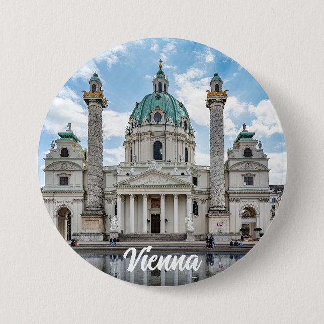 Karlskirche in Vienna, Austria 7.5 Cm Round Badge (Front)