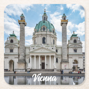 Karlskirche in Vienna, Austria Square Paper Coaster