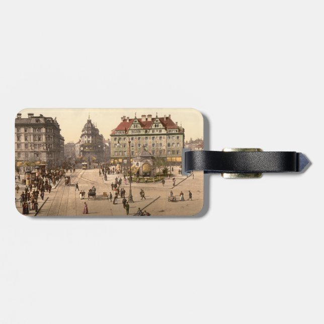 Karlsplatz and Railway Station, Munich, Germany Luggage Tag (Back Horizontal)