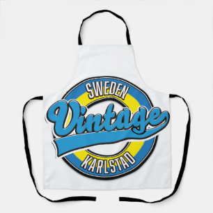 karlstad sweden vintage style logo. apron