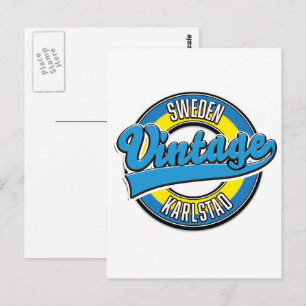 karlstad sweden vintage style logo. postcard