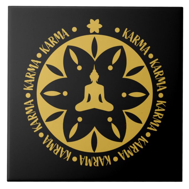 Karma Buddhist Religion - Buddhism Six Sages  Tile (Front)