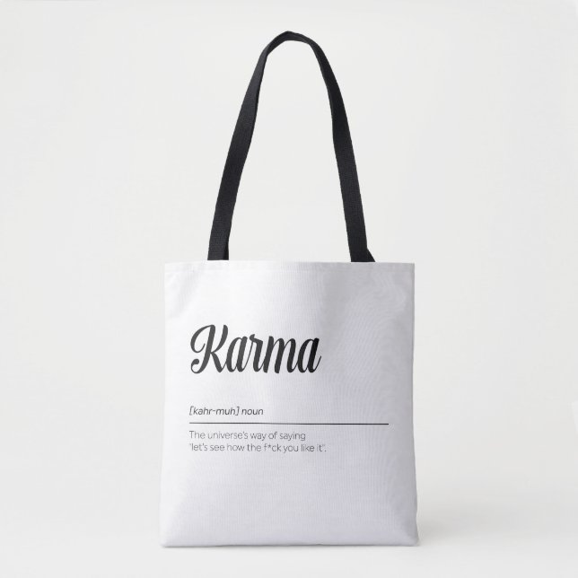 Karma Definition Funny Tote Bag (Front)