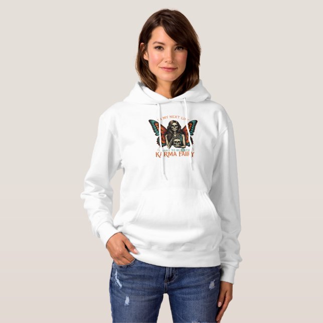 Karma Fairy Skeleton with Butterfly Wings Hoodie (Front Full)