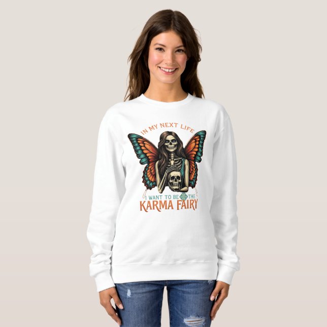 Karma Fairy Skeleton with Butterfly Wings Sweatshirt (Front Full)