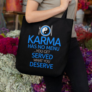 Karma Has No Menu... Yin Yang Plate Graphic Tote Bag