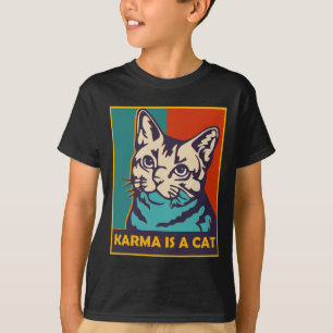 Karma Is A Cat Love Animals Women Cat Lover Vintag T-Shirt