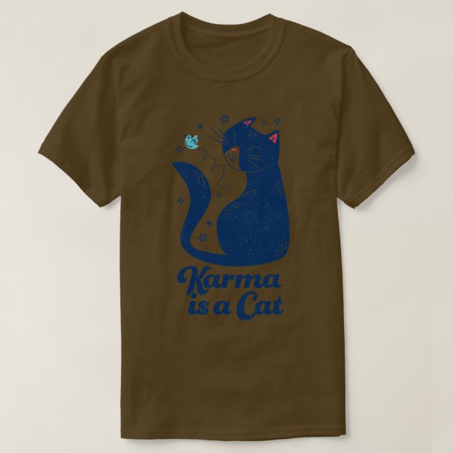 Karma is a Cat Retro T-Shirt (Design Front)