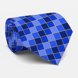 Karner Blue Butterfly Checks Blue and Yellow Tie