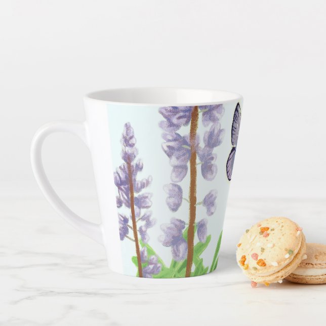 Karner Blue - The Endangered, with Wild Lupine Latte Mug (In Situ)