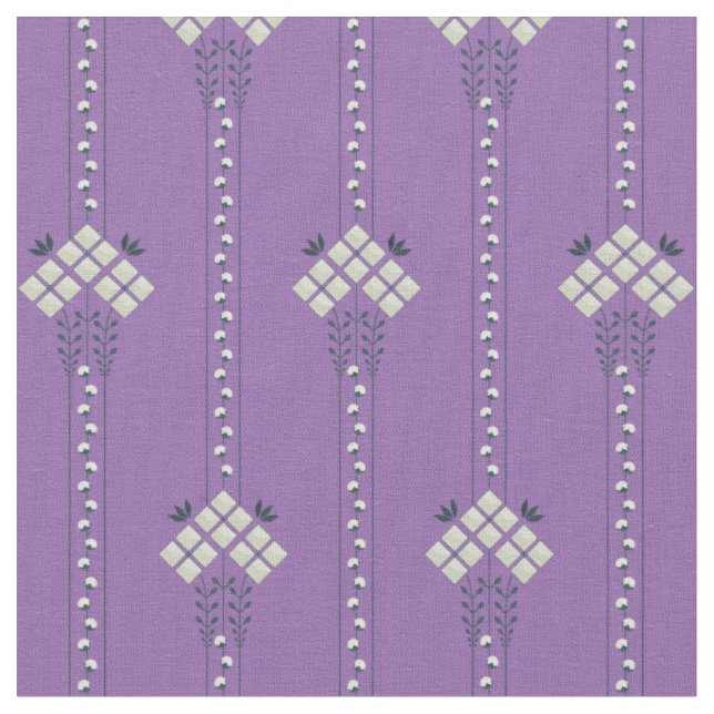 Karo flowers and curls pattern fabric (Close Up)