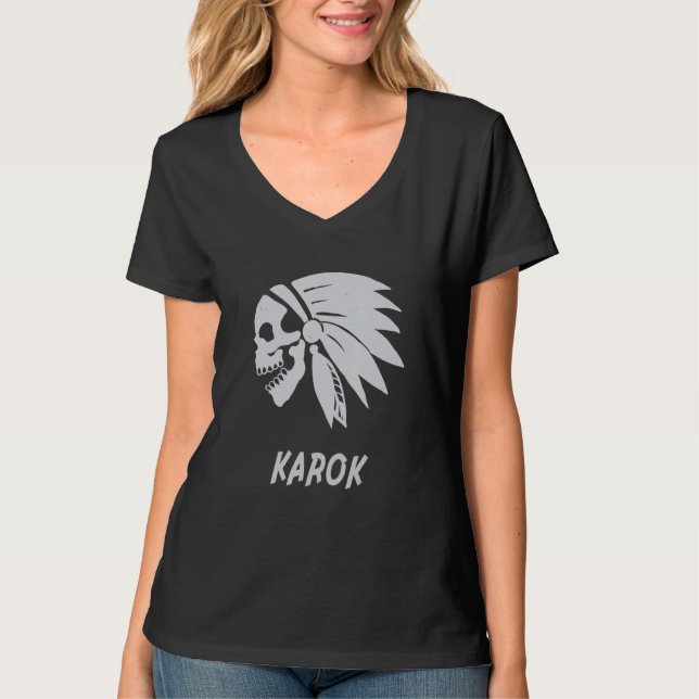 Karok Native American Indian Born Freedom Evil Sku T-Shirt (Front)