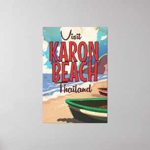 Karon Beach thailand vintage travel poster Canvas Print